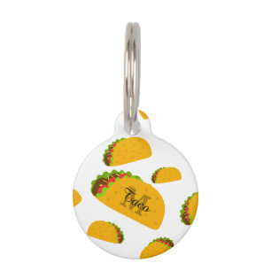 Médaillon Pour Animaux Cool et amusant yummy taco motif Monogramme blanc