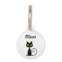 Cool mignon assise Chat noir avec yeux verts
