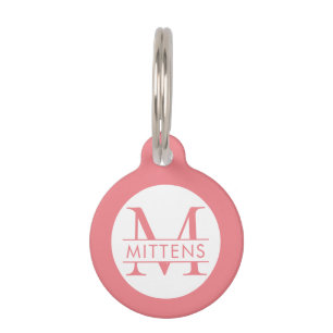 Médaillon Pour Animaux Coral rose Joli Monogramme fille
