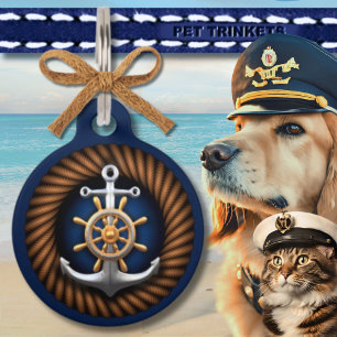 Médaillon Pour Animaux Corde Ancre nautique Chien Chat