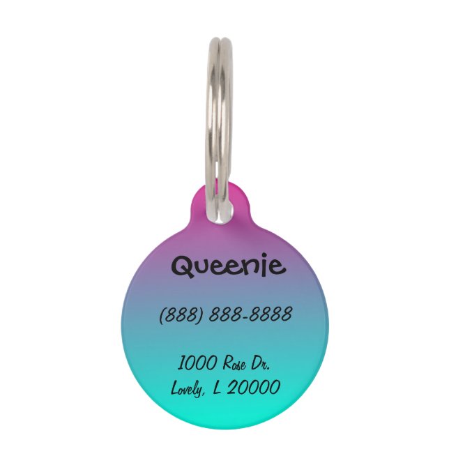 Médaillon Pour Animaux Coton bonbon bleu et violet ombre (Devant)