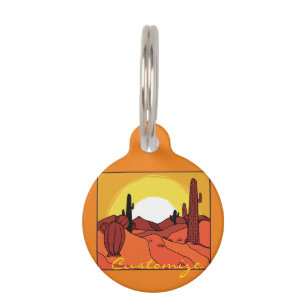 Médaillon Pour Animaux Coucher du soleil Thunder_Cove de cactus de déser