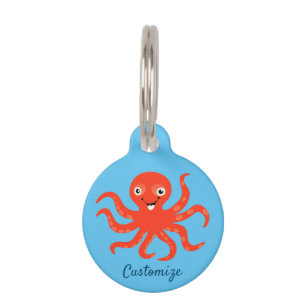 Médaillon Pour Animaux Coucou rouge souriant Octopus Thunder_Cove