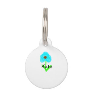 Médaillon Pour Animaux Couleur d'eau bleu vert ajouter votre nom texte pe