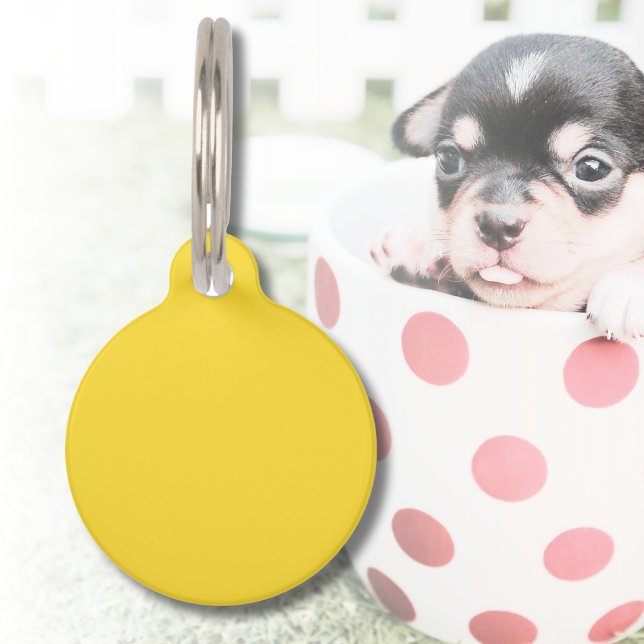 Médaillon Pour Animaux Couleur uni jaune soleil | Classic Elegant (Créateur téléchargé)