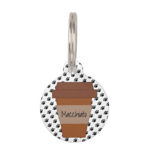 Médaillon Pour Animaux Coupe du Café sur les Empreintes de pattes noirs