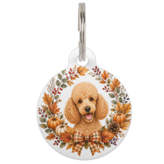 Médaillon Pour Animaux Couronne d'automne Caniche