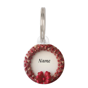 Médaillon Pour Animaux Couronne de cœur décorative avec des cœurs rouges
