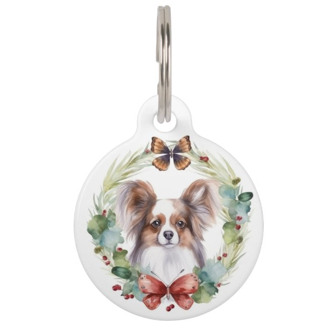 Médaillon Pour Animaux Couronne de Noël festive pour chien Papillon  (Dos)