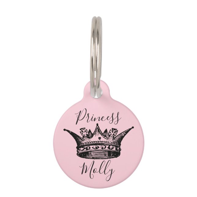 Médaillon Pour Animaux Couronne Ornée Princesse Rose (Devant)