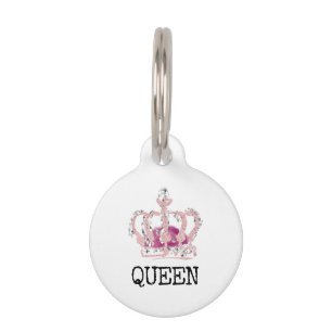 Médaillon Pour Animaux Couronne Rose Roi Reine