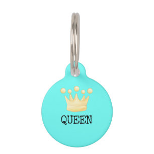 Médaillon Pour Animaux Couronne sarcelle Princesse Reine Animal de compag