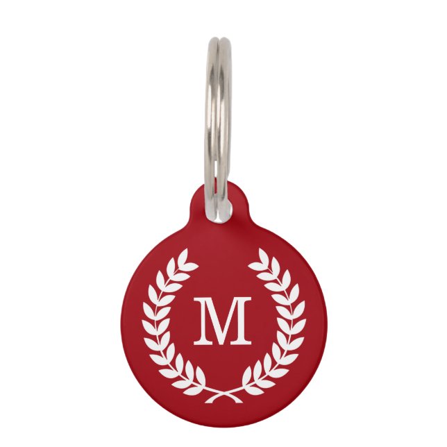 Médaillon Pour Animaux Cranberry What Blé Laurel Wreath Initial Monogramm (Devant)