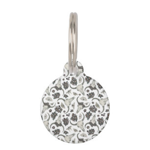 Médaillon Pour Animaux Crâne animal gothique avec fleurs Motif