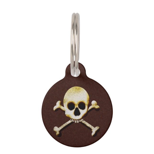 Médaillon Pour Animaux Crâne effrayant Et Traverses Poison Halloween (Devant)
