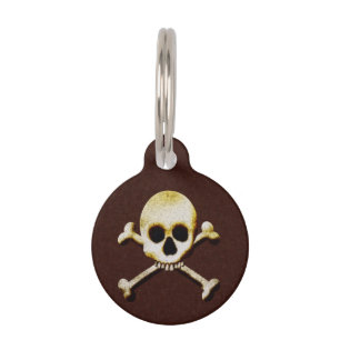 Médaillon Pour Animaux Crâne et poison effrayants Halloween d'os croisé