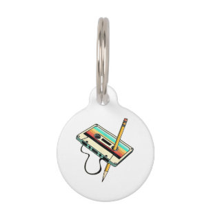 Médaillon Pour Animaux Crayon de ruban de cassette des années 80 Jeté rét