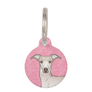 Médaillon Pour Animaux Crème Italien Greyhound Cute Chien Tête Coeurs Ros