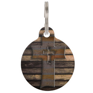Médaillon Pour Animaux Croix en bois Brown naturelle