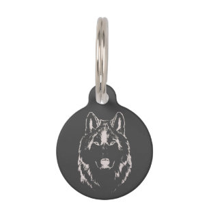 Médaillon Pour Animaux Croquis De Tête De Tête De Loup Gris Et Blanc