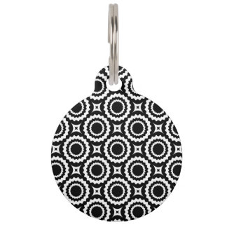 Médaillon Pour Animaux Cute black white zigzag circles pattern