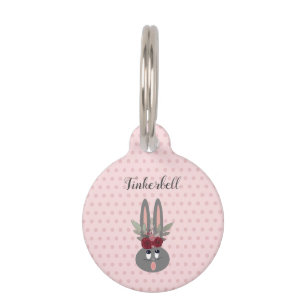 Médaillon Pour Animaux Cute Blush Bunny Rose Personnalisé