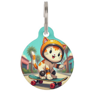Médaillon Pour Animaux Cute chat sur un skateboard
