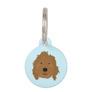 Médaillon Pour Animaux Cute Goldendoodle Face Bleu