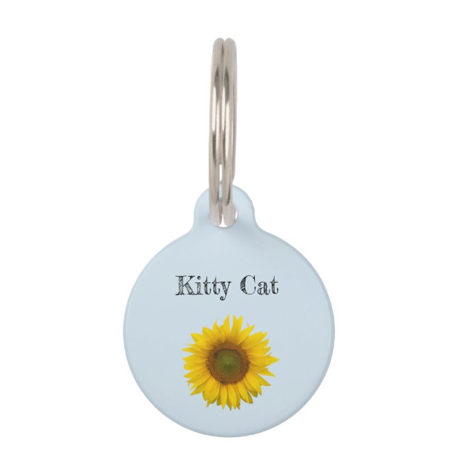 Médaillon Pour Animaux Cute Kitty Chat Tournesol jaune (Devant)