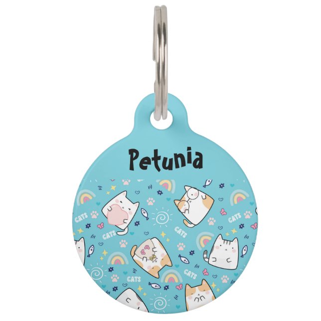 Médaillon Pour Animaux Cute Kitty Chats Motif Whimsical (Devant)