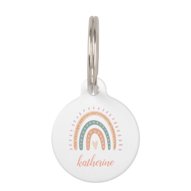 Médaillon Pour Animaux Cute Moderne Pastel Boho Arc-en-ciel (Devant)