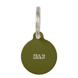 Médaillon Pour Animaux Cute olive vert personnalisé Nom info chat chien