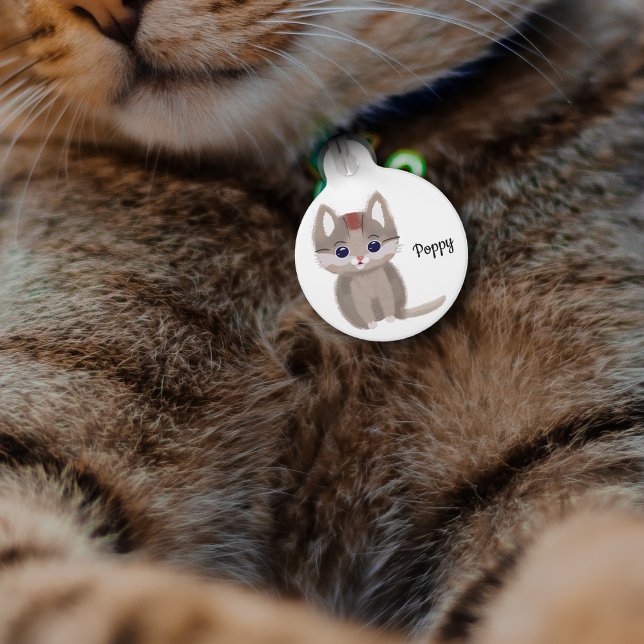 Médaillon Pour Animaux Cute petite chaton brun simpliste (Créateur téléchargé)