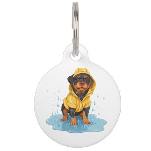 Médaillon Pour Animaux Cute Rottweiler Chien portant Raincoat