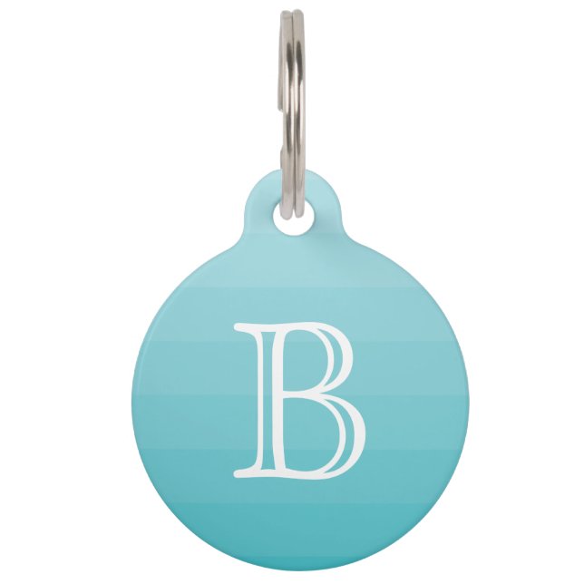 Médaillon Pour Animaux Cyan Blue Shades Monogramme initial (Devant)