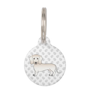 Médaillon Pour Animaux Dachshund à poil lisse crème Chien de dessin animé