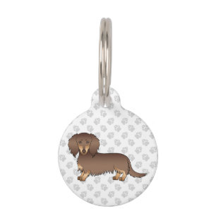 Médaillon Pour Animaux Dachshund de dessin animé à poils longs chocolat e