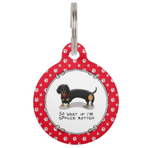 Médaillon Pour Animaux Dachshund gâté à l'os (S noir et feu) Chien mignon