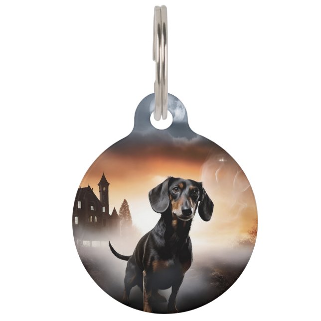 Médaillon Pour Animaux Dachshund Halloween effroi (Devant)