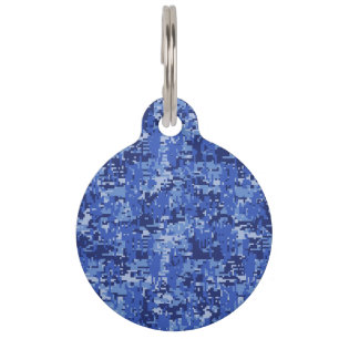 Médaillon Pour Animaux Décor de texture Camouflage bleu marine Pixels num