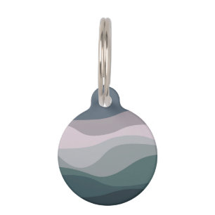 Médaillon Pour Animaux Décor de vagues de style rétro violet et turquoise