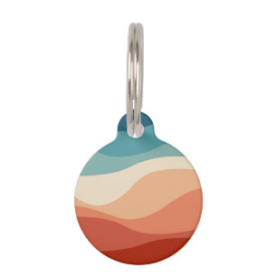 Médaillon Pour Animaux Décor des vagues de style rétro coloré
