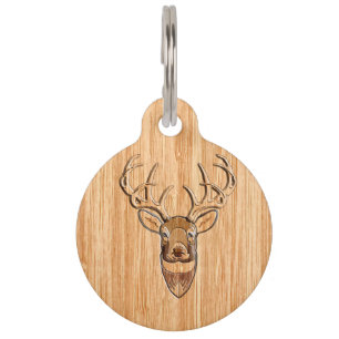 Médaillon Pour Animaux Décor en bois de style de grain de tête de cerfs