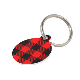 Médaillon Pour Animaux Décor rouge et noir de contrôle de Buffalo de
