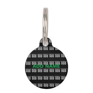 MÉDAILLON POUR ANIMAUX DÉDIÉ À DIEU COOL PERSONNALISABLE TEXTE BLANC