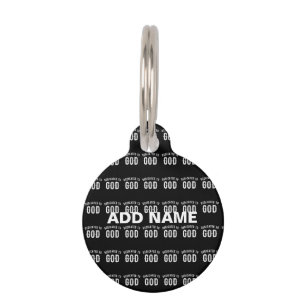 MÉDAILLON POUR ANIMAUX DÉDIÉ À DIEU PERSONNALISABLE COOL TEXTE BLANC
