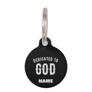 MÉDAILLON POUR ANIMAUX DÉDIÉ À DIEU PERSONNALISABLE COOL TEXTE BLANC