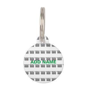 MÉDAILLON POUR ANIMAUX DÉDIÉ À DIEU PERSONNALISABLE COOL TEXTE NOIR