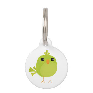 Médaillon Pour Animaux Dessin animé d'oiseau vert  