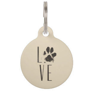 Médaillon Pour Animaux Dessin avec un Empreinte de patte qui épelle l'amo